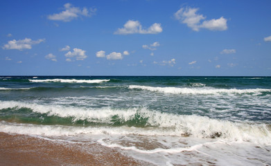 Black Sea, Bulgaria. Waves and clouds.