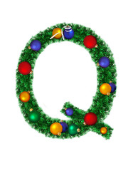 Christmas alphabet isolated on a white background - Q