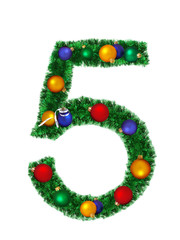 Numeral from christmas decoration - 5