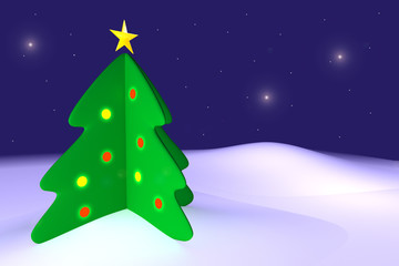 Christmas tree on snow