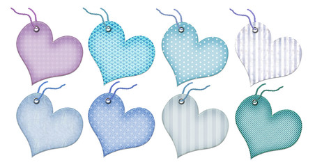 gift tags in the form of heart. Isolated on a white background