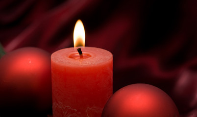 Christmas composition on purple background, with copy space