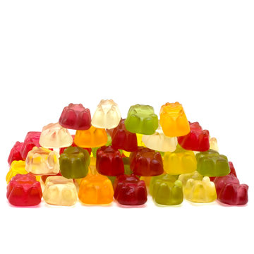 Gummi bears isolated on white.