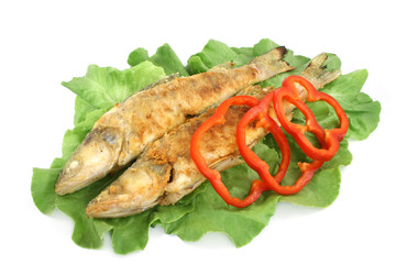 fried fish isolated on white