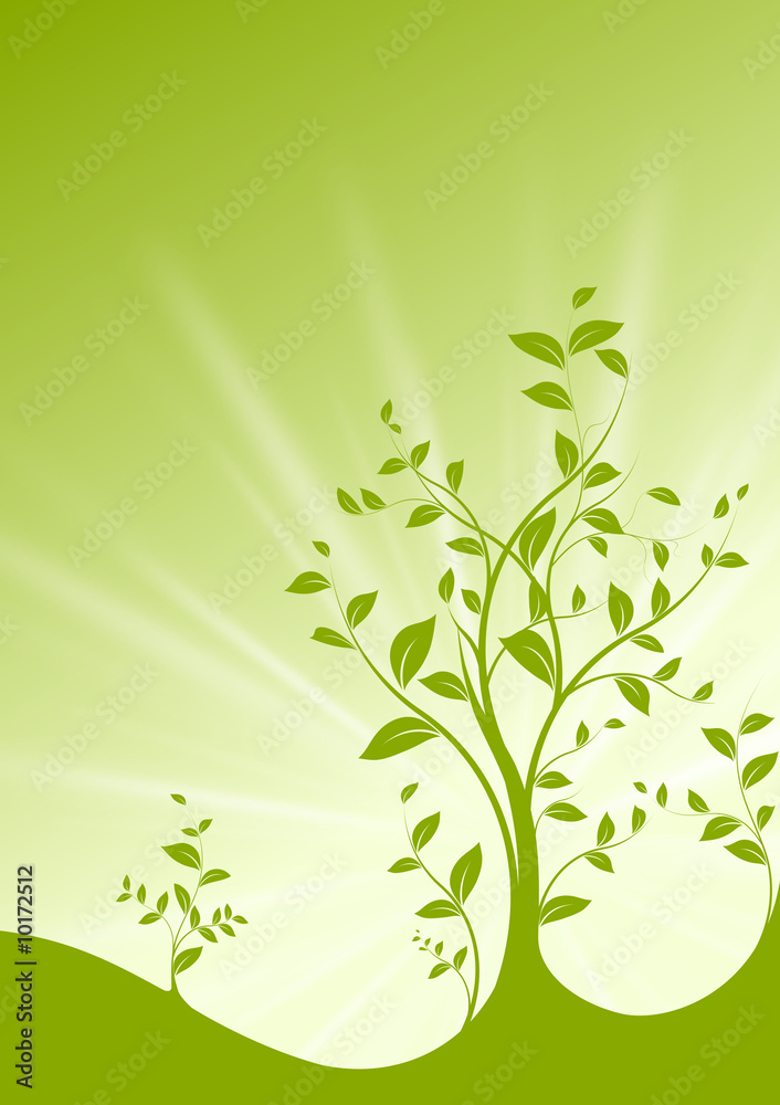 Wall mural green modern background - nature and sun