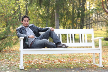 Fototapeta premium Man posing in the park