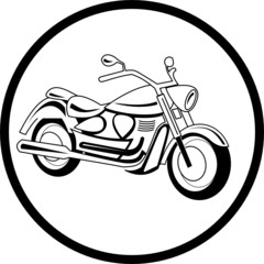 Vector motorcycle icon. Black and white. Simply change.