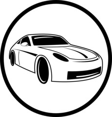 Vector car icon. Black and white. Simply change.
