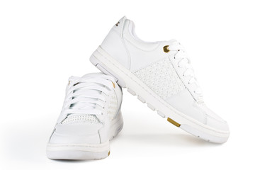 White jogging shoes on a white background