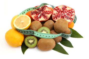 fresh fruit isolated on white