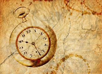 background with pocket watch in grunge style