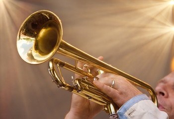 trompette jazz cuivre instrument concert musicien musique reflet