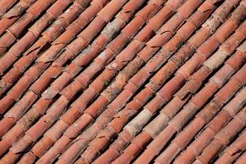 Obraz na płótnie Canvas Terracotta roof tiles. Diagonal pattern.