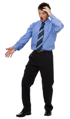 young business men in stress looking down