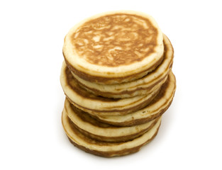 pancakes pile on white background