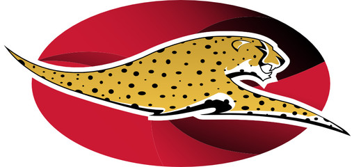 Digital illustration: wild cheetah on red background