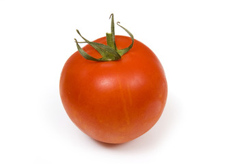 Tomato isolated on a white studio background.