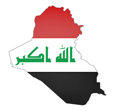 map and flag of iraq on white background