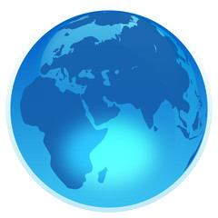 The Earth in blue glass sphere, isolated
