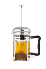 Green tea pot cut-out white background with clipping path