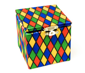 Jack-in-the-box toy isolated on white background