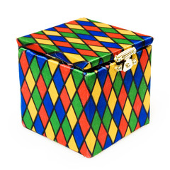Jack-in-the-box toy isolated on white background