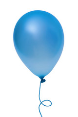 Blue  balloon with string  (with clipping path)