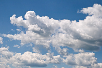 Naklejka na ściany i meble Blue sky with white clouds, wide angle