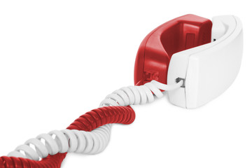 love couple of telephone handsets isolated on white
