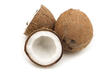 open coconut on white background