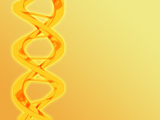 Abstract 3d illustration of dna on golden background