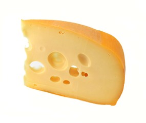 Slice of cheese, isolated on white