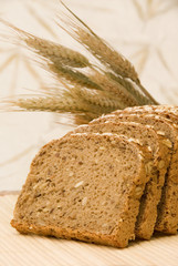 Slices of fresh German bread decorated with natural cereals