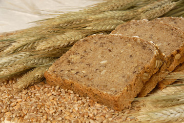 German bread decorated with natural cereals