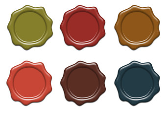 Set of wax seals of different colors