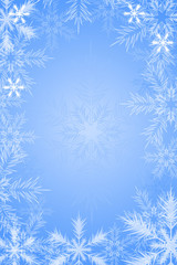 Fototapeta premium Blue background with snowflake and frosty patterns