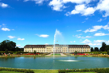 Fountain and the pond in front of royal palace, Germany
