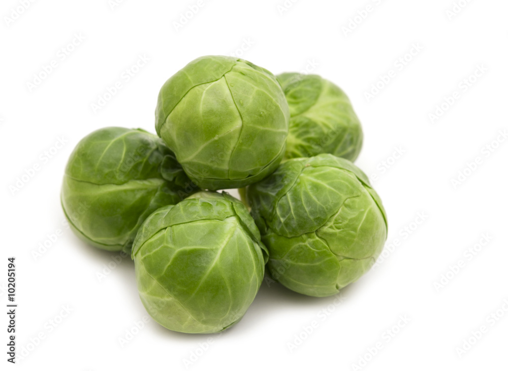 Wall mural brussels sprouts on white background