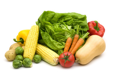 vegetables assortment on white background