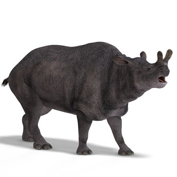 Dinosaur Brontotherium With Clipping Path over white