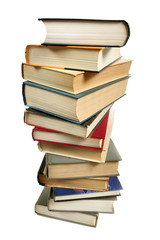 Stack of books isolated over white background
