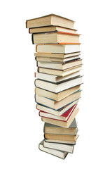 Stack of books isolated over white background