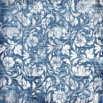 decorative blue-white patterns in retro style
