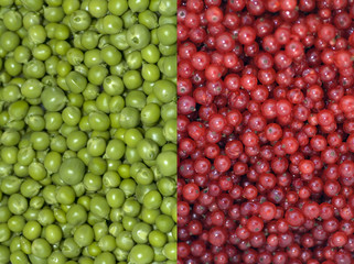 Erbsen und Johannisbeeren