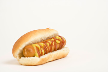 fast food, delicious hot dog isolated over white background