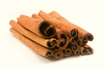 Cinnamon sticks isolated on white