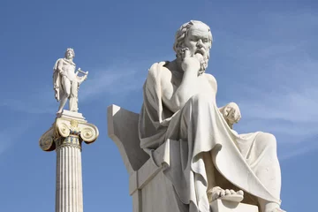 Poster Statues of Socrates and Apolo in Athens © Brigida Soriano