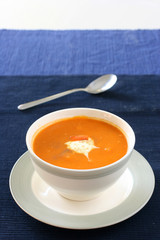 Carrot  and orange soup and sprinkle of thyme