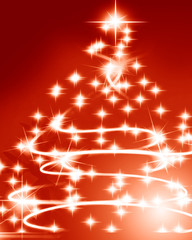 Abstract christmas tree on a red background