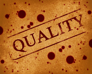 red stamp with quality written on it